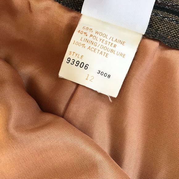 Vintage Koret Career Neutral Brown & Grey Stripe Wool Tweed Midi Skirt 30" Waist - Picture 4 of 7